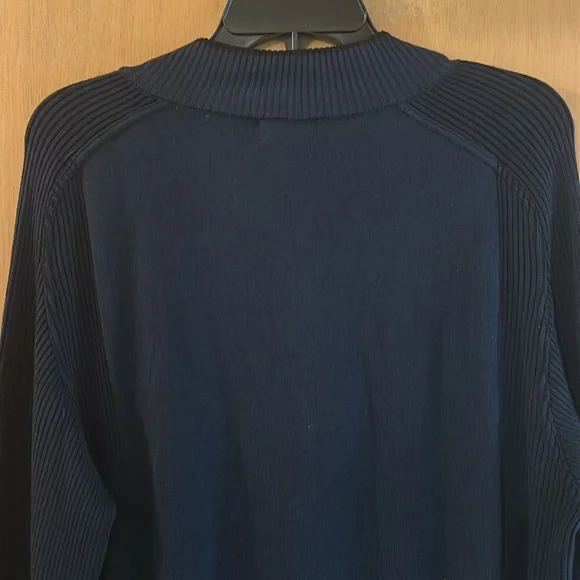 Fairbault Woolen Mill Co Wool Ribbed Quarter Zip Sweater New Navy Blue Size XL